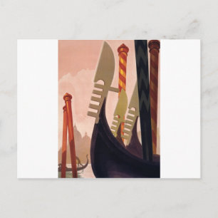 Vintage Venezia Gondolas Vykort