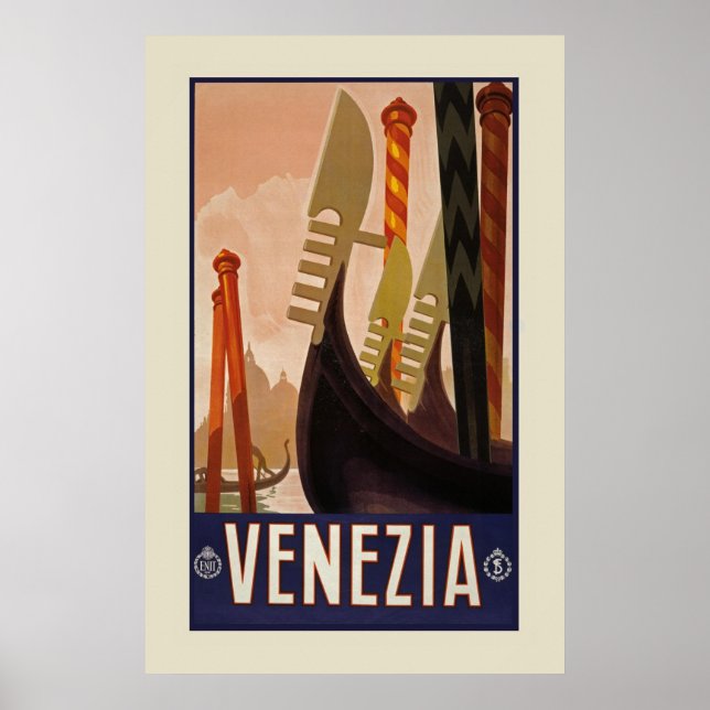 Vintage Venezia | Venedig Italien Travel (23,6 x 3 Poster (Framsidan)