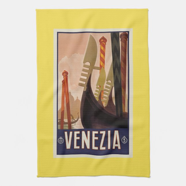 Vintage Venezia Venice Boats Kökshandduk (Vertikal)