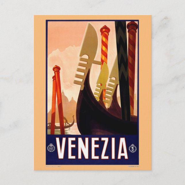 Vintage Venezia vykort (Framsida)