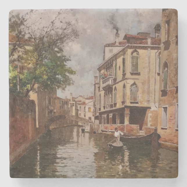 Vintage Venice Antonio Leto Venetian-kanalen Stenunderlägg (Framsidan)