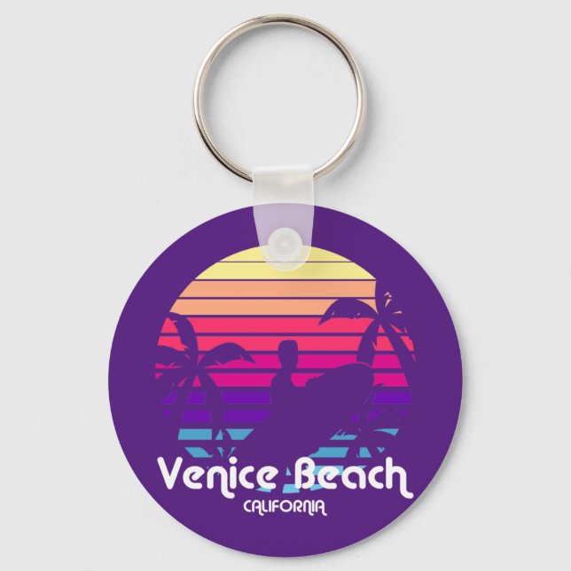 Vintage Venice Beach California Sunset Nyckelring (Framsida)