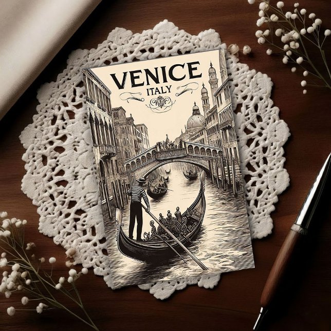 Vintage Venice Italy Gondola Travel Vykort (Skapare uppladdad)