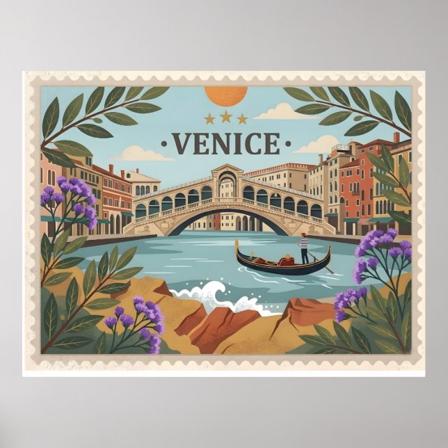 Vintage Venice Italy Postcard Poster (Framsidan)