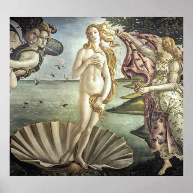 Vintage "Venus födelse" av Sandro Botticelli Poster (Framsidan)