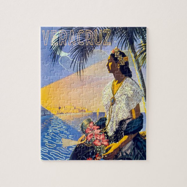 Vintage Vera Cruz Mexikanska turistbåge Pussel (Vertikal)