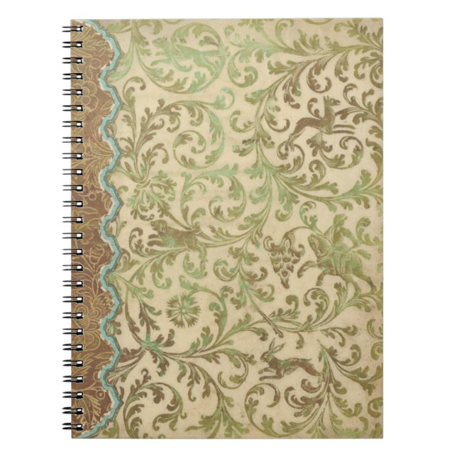 Vintage Verdigris Rulla Spiral Journal bärbar dato Anteckningsbok (Framsidan)