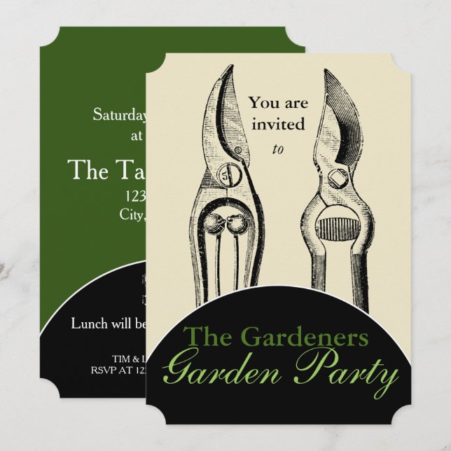 VINTAGE  Verktyg Garden Party-inbjudan Inbjudningar (Fram/baksida)