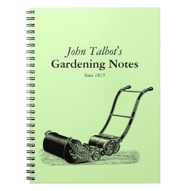VINTAGE  Verktyg Lawnmower Garden Notes Anteckningsbok (Framsidan)