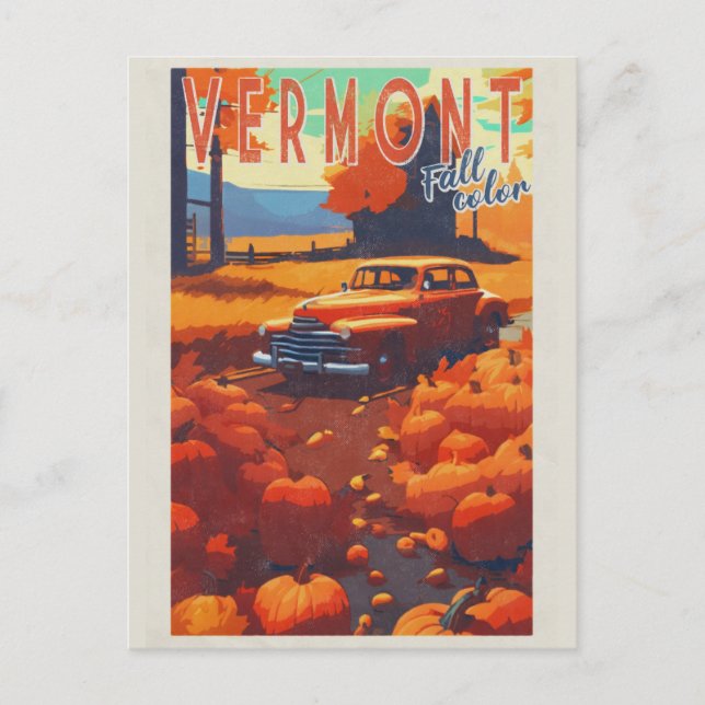 Vintage Vermont Fall Foliage Färg Travel Vykort (Framsida)