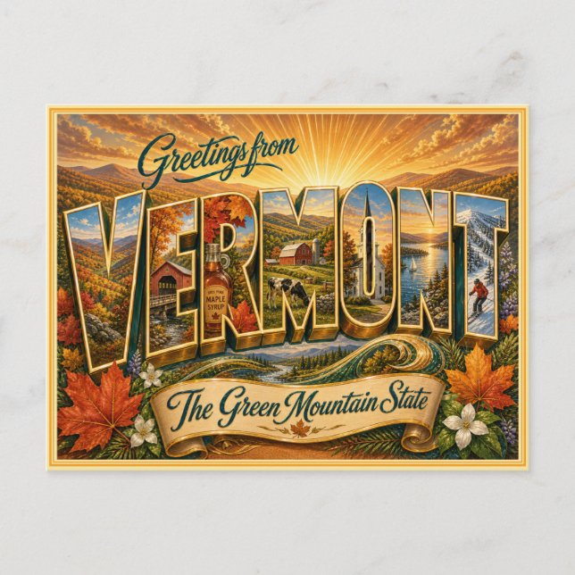 Vintage Vermont Hälsning Från vykort (Framsida)