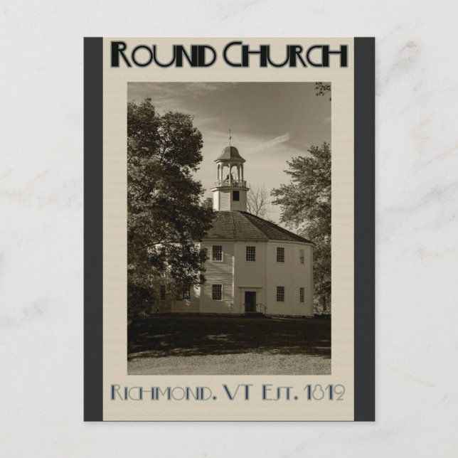 Vintage Vermont Round Church Travel Vykort (Framsida)