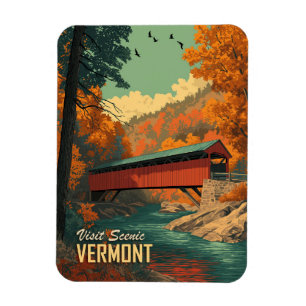 Vintage Vermont Täckte bryggresor Magnet