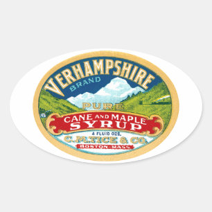 Vintage Vernhampshire Käpp and Maple Syrup Label Ovalt Klistermärke