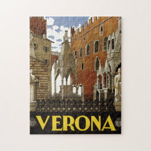 Vintage Verona Italien Europe Travel Illustration Pussel