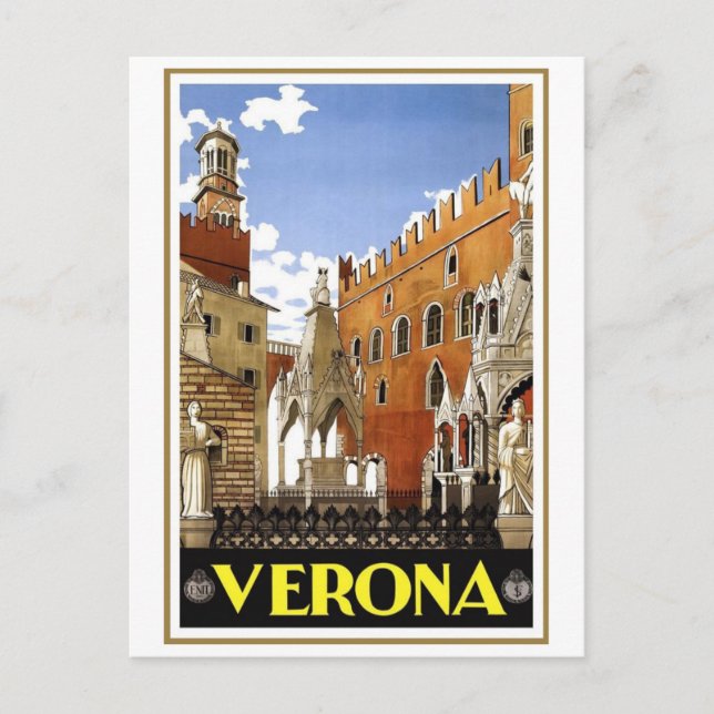 Vintage Verona-Italien Vykort (Framsida)