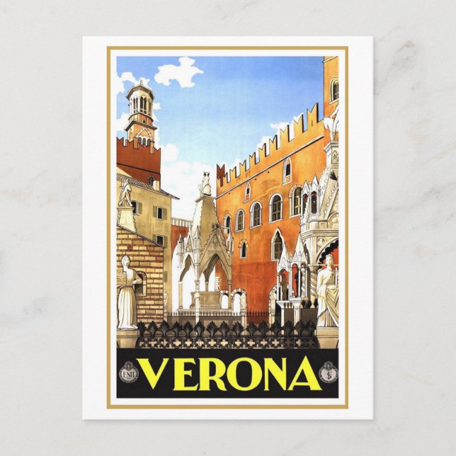 Vintage Verona Resepostkort Vykort (Framsida)
