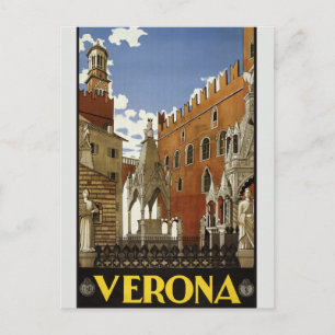 Vintage Verona Resor Klipp Europeisk Turism Vykort