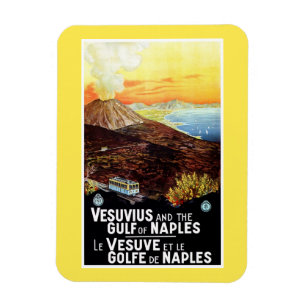 Vintage Vesuvius Bukt i Neapel Italienska resor Magnet