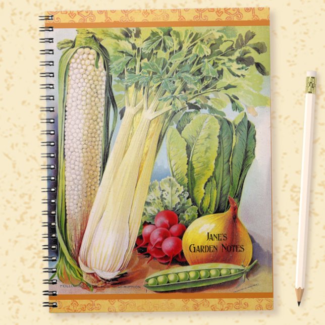 Vintage Vetable Art Personlig Garden Notebook Anteckningsbok (Skapare uppladdad)