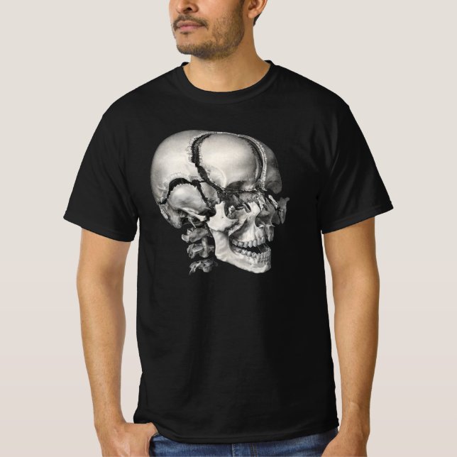 Vintage vetenskaplig mänsklig anatomi, antikt skel t-shirt (Framsida)
