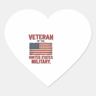 Vintage Veteran USA Flagga Militär Vektordesign_1 Hjärtformat Klistermärke