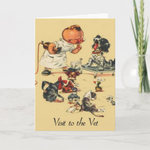 Vintage Veterinär Besök i Vet Kort