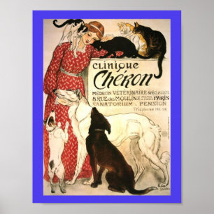 Vintage Veterinärfrågor och Fransk 1905 Poster