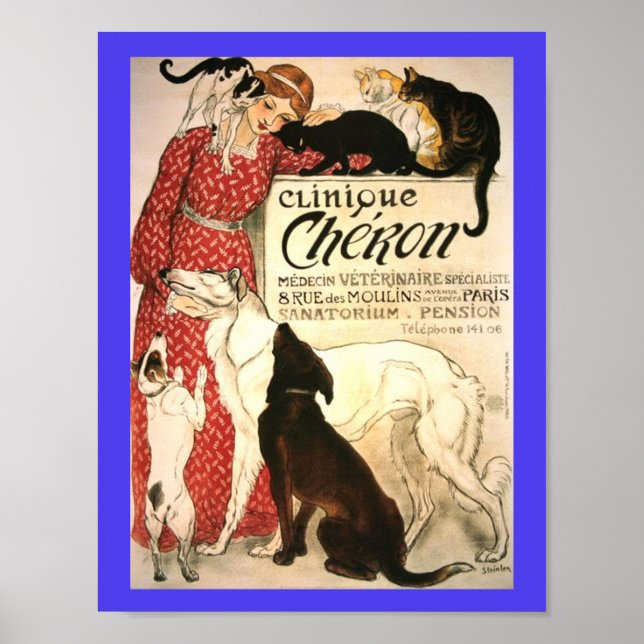 Vintage Veterinärfrågor och Fransk 1905 Poster (Framsidan)