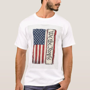 Vintage Vi är folket Flagga Patriotisk T-Shirt Des