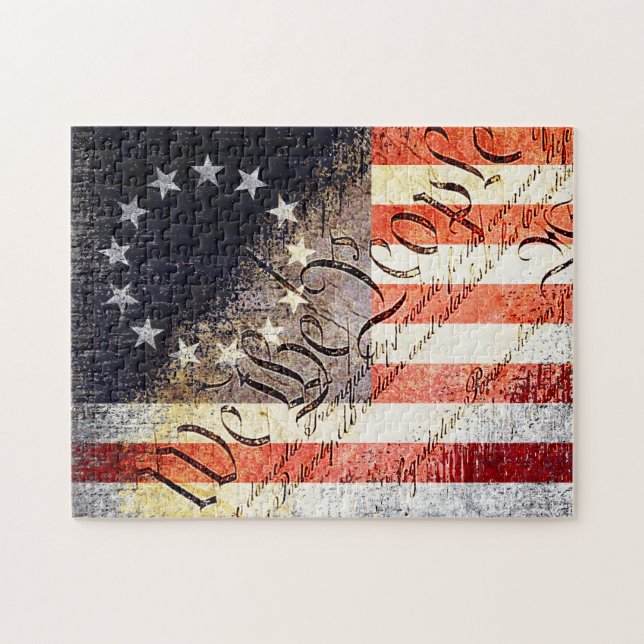 Vintage vi Flagga People Betsy Ross Pussel (Horisontell)