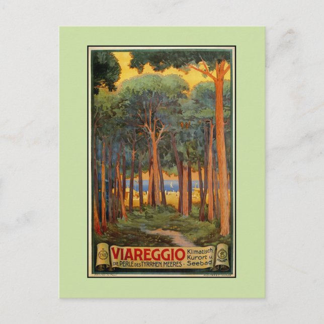 Vintage Viareggio Italiensk resereklam Vykort (Framsida)