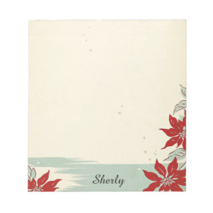 Vintage Vibe Add Namn Poinsettia Personalize Gift Anteckningsblock