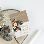 Vintage Vibe Winter Wonderland julkort 2 Inbjudningar<br><div class="desc">Kortet är fyllt med färg och en vinter under vintagen: Vita julblommor med röda bär helgdag bouquet. Elegantens skript och serif-typografi.</div>