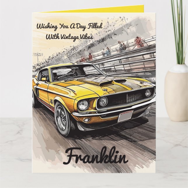 Vintage Vibes Classic Car Birthday Kort (Framsida)