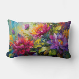 Vintage Vibrant Blommigt Måla Lumbarkudde