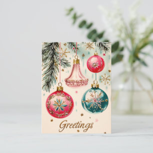 Vintage Vibrant julprydnad Vykort
