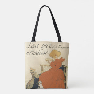 Vintage Victoransk Art Nouveau, Flicka med mjölkka Tygkasse