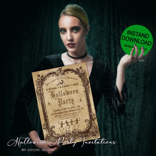 Vintage Victoransk Gothic Halloweenfest Inbjudningar