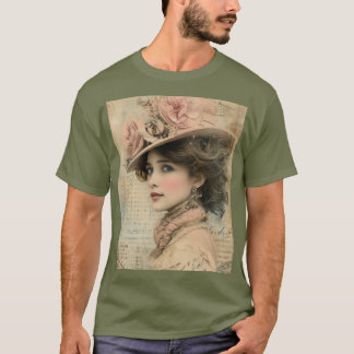Vintage Victoria-lady blomsterho Elegant Porträtt T Shirt