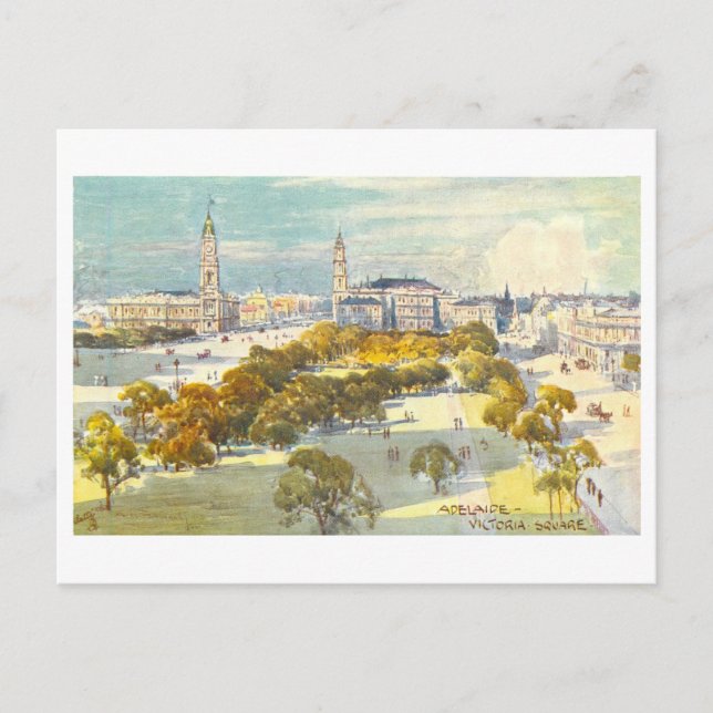 Vintage Victoria Square, Adelaide, Australien Vykort (Framsida)