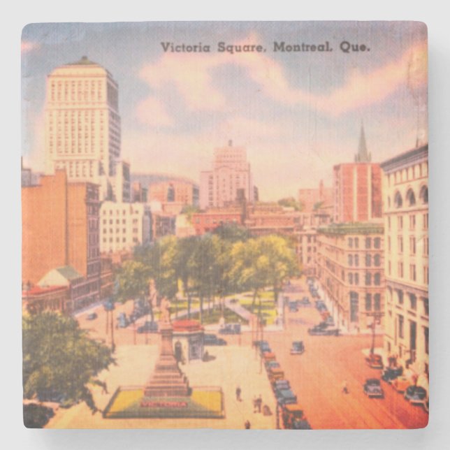 Vintage Victoria Square, Montreal, Quebec, Kanada Stenunderlägg (Framsidan)