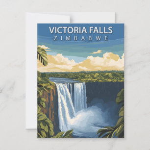 Vintage Victoriafallen Zimbabwe Afrikanskt vattenf Vykort