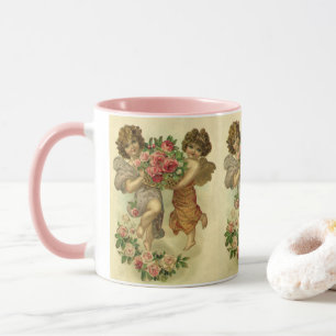 Vintage Victorian Alla hjärtans dag, Änglar Rosor Mugg