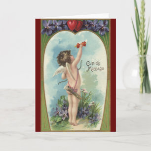 Vintage Victorian Alla hjärtans dag, Cupids meddel Helgkort