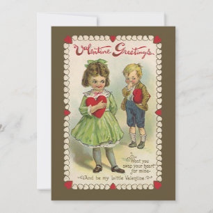 Vintage Victorian Alla hjärtans dag, Shy Children Julkort
