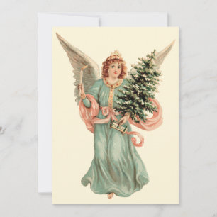 Vintage Victorian Angel Julfest-inbjudan Inbjudningar