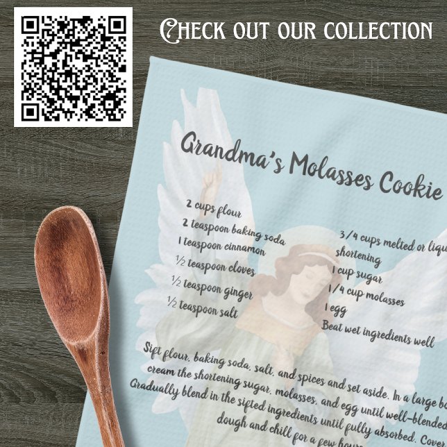 Vintage Victorian Angel Keepsakrecipe Kökshandduk (Skapare uppladdad)