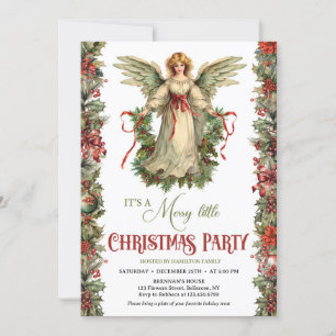Vintage Victorian Angel med julkrans Inbjudningar