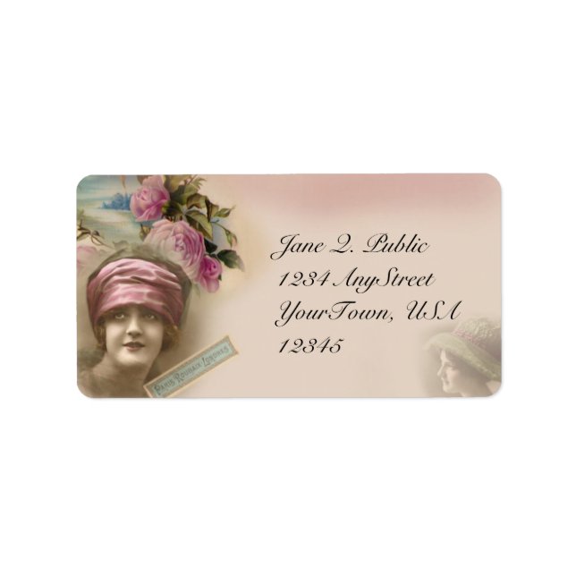 Vintage Victorian Antique Stil Address Label Adressetikett (Framsidan)